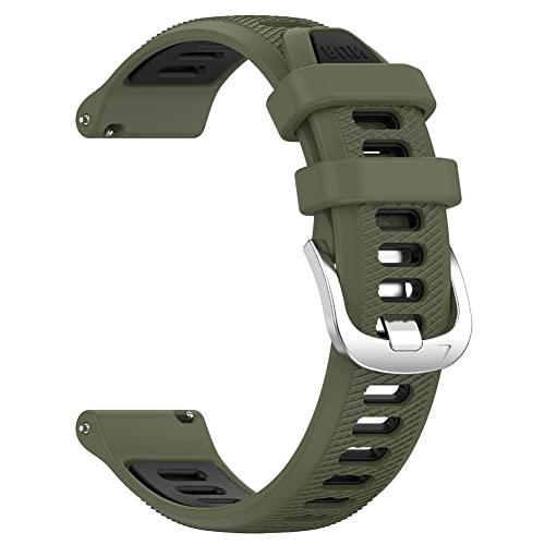 Waekethy Bands for Garmin Venu/Venu sq/Venu sq2/Venu 2 plus, 20mm Watch Strap Silicone Replacement Wristband Compatible with Vivoactive 3/Approach S40/Forerunner 245 (Green-black)