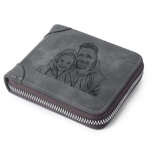 Personalized Photo Wallet for Men Custom Engraved Wallet with Name or Text PU Leather Bifold Wallet with Picture – Unique Gift for Dad, Husband, Son – Father's Day, Birthday Gifts (Styles 6)