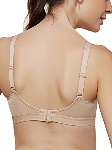 Image of Triumph Triaction Women's Sports Bra Wireless Non Padded Support Bra Breathable Mesh High Coverage Gym Bralette Cross Back Stretchable Activewear White Solid Design Pack of 1