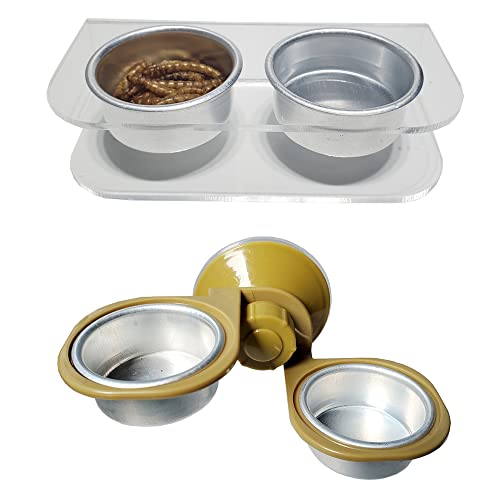 MRTIOO Crested Gecko Food and Water Feeding Metal Cups, Reptile Feeder Bowls, for Lizard and Other Small Pet Ledge… - Image 6