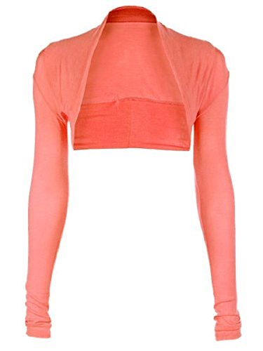 Bolero de manga larga rosa coral para mujer chaqueta corta de punto
