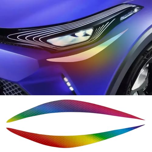 KPFILEH 2PCS High Reflective Eyeliner Car Sticker Decal, Vinyl Waterproof Auto Headlight Sticker, Personalized Creative Vehicle Exterior Decoration Accessories for SUV, Truck(Colorful)