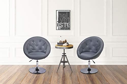 HNNHOME Abbey Home Living Room Dining Lounge Height Adjustable Swivel Bar Stool Leisure Salon Chair (Grey, Faux Leather)