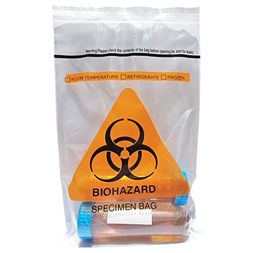 Seadasyoon 1000pcs 6x9.8in/15x25cm Biohazard Specimen Bags, Laboratory Sample Bag with Biohazard Logo Printing, Ziplock Top with Outside Pocket Paperwork Pouch