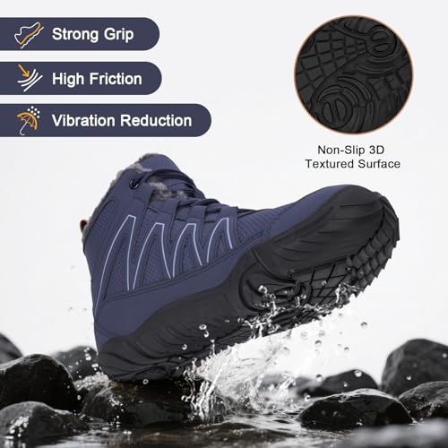 Winter Footwear Barefoot Shoes Women Men Zero Drop Barefoot Hiking Boots Slip On Warm Waterproof Snow Boot Minimalist Wide Toe Ankle Booties Five Finger Hike Shoes Outdoor2