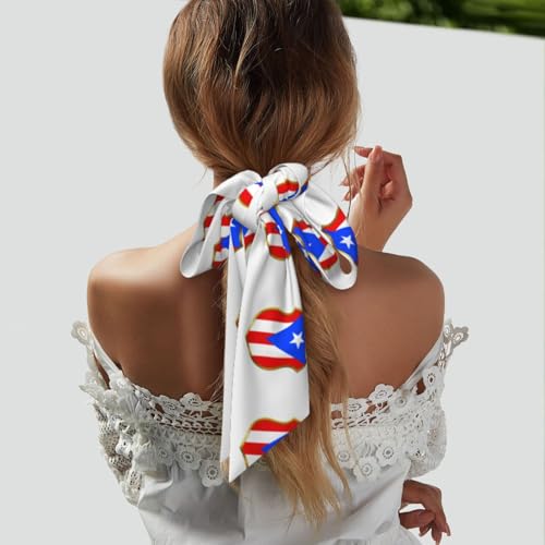 Flag of Puerto Rico Badge Women'S Luxury Satin Silk Scarf for Hair Neck Purse - Soft Lightweight Sun Protection Bandana Accessory with Glossy Finish for Summer Handbag Decoration3