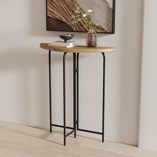 Mesa consola de madera maciza y hierro para sofá de sala de estar o entrada de casa 6