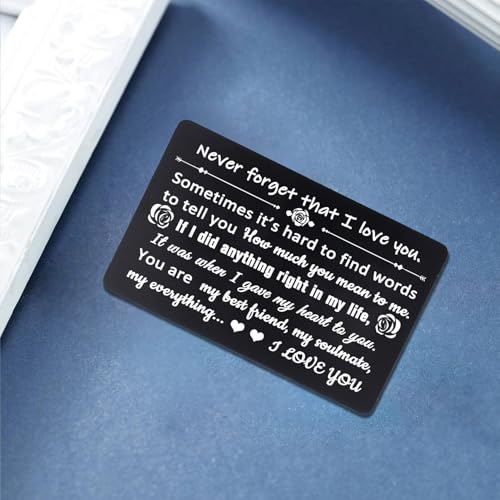 MADHAHEFU I Love You Gifts for Him Her Anniversary Wallet Card Valentine’s Day Gifts for Husband Wife Boyfriend Girlfriend Wedding Wallet Insert Gifts for Couple Gifts Birthday Engraved Card Gifts2