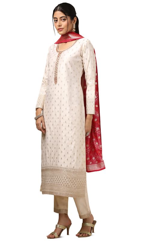 Image of Soch Womens Purple Crepe Floral Print Suit Set With Beads
