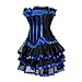Sapubonva Corset dress skirts for women shoulder straps stripe vintage bow lace plus size Princess blue 2XL