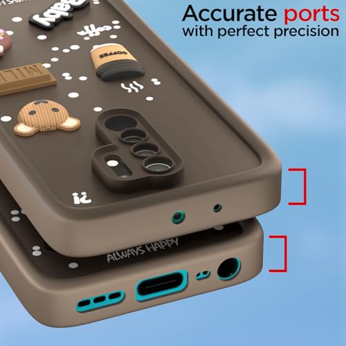 Image of Pikkme Back Cover for Redmi 9 Prime /Poco M2 | Cute Fun Cartoon 3D Bear Silicone Full Body Protection Bumper Case (Brown)