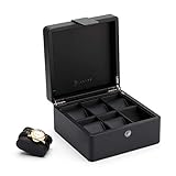 Vlando 6-Slot Watch Box Organizer Collector - Wooden Case and Snap Fastener Closure - Gift Packing, Black