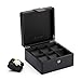 Vlando 6-Slot Watch Box Organizer Collector - Wooden Case and Snap Fastener Closure - Gift Packing, Black