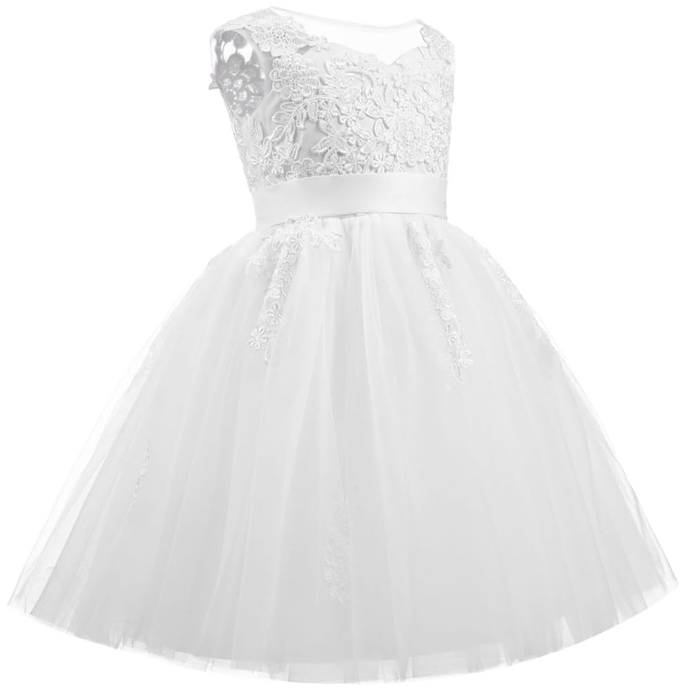 PLWEDDING Encaje V Volver Tul Vestido De Niña De Flores Junior Niñas Dama De Honor Boda V