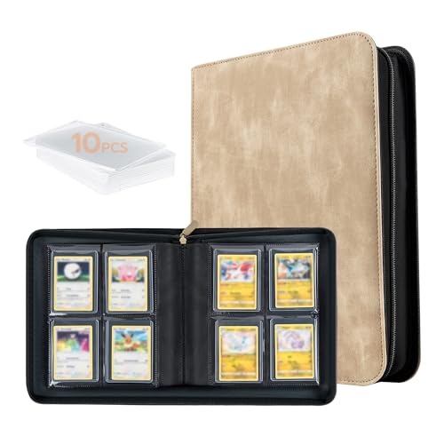 Tolesum Toploader Álbum de tarjetas coleccionables para 112 cargadores superiores, 4 compartimentos, encuadernador con 10 tarjetas de carga superior, fundas para encuadernación de tarjetas de trading