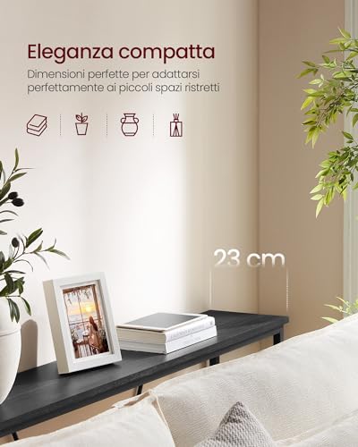 VASAGLE Tavolo Consolle Ingresso, Tavolo Stretto per Divano in Soggiorno, Salotto, Corridoio, Montaggio Facile, Grigio Antracite e Nero Inchiostro LNT020B04 - Immagine 3