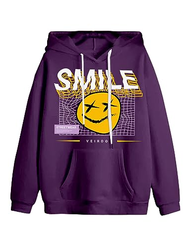 Image of Veirdo Cotton Fleece Regular Fit Full Sleeve Hooded Sweatshirt Front and Back Graphic Printed Jumper Hoodie for Men