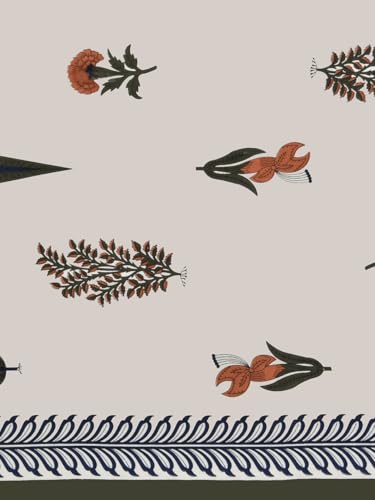 Image of LIVING ROOTS Jaipuri Hand Block Print King Cotton Bedsheet 86 * 104 inches (7 * 8.5 feet) with 2 Pillow Cover | 210 TC | Rich Fast Colour with No Colour Bleeding | (036-B)