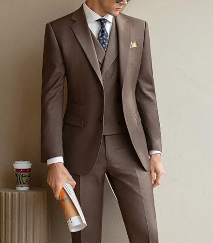 Men's Double Breasted Business Wedding Vests Dress Waistcoat Slim Fit V Neck Suit Vest4