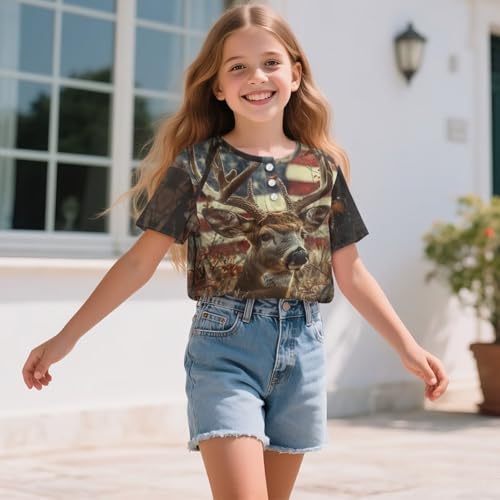 DISNIMO Short Sleeve Henley Tee Shirts for Girls Summer T-Shirts Ribbed Knit Tee Tops3