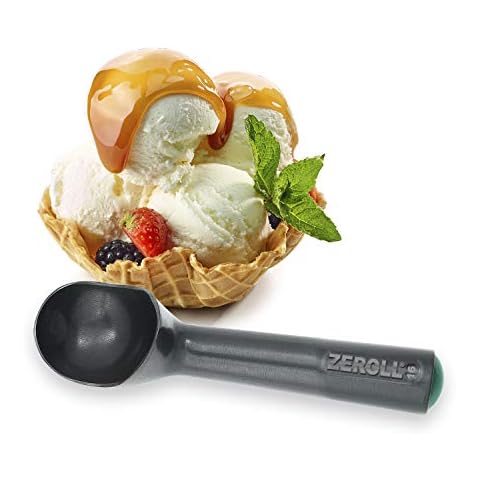 Zeroll 1016-ZT Zerolon Hardcoat Anodized Commercial Ice Cream Scoop with Unique Liquid Filled Heat Conductive Handle Easy Release 32 per Gallon Made in USA, Alumimium, Black Cover