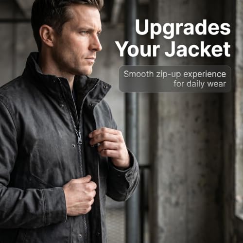 Image of MebuZip #8 26 Inch Black Nickel Teeth Separating Jacket Zipper for Men (RH) | Right Handed Zipper Heavy Duty Metal Zippers for Sewing Men's Jackets Coats