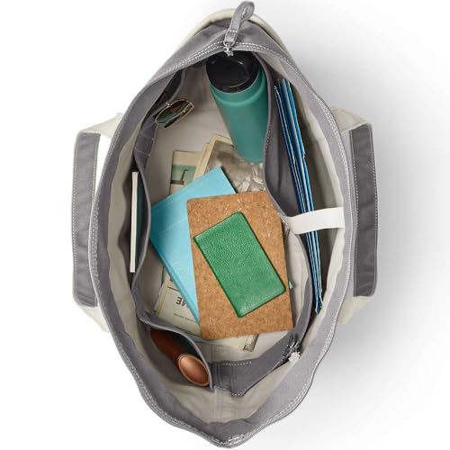 Image of Lands' End Zip Top Long Handle Canvas Tote Bag