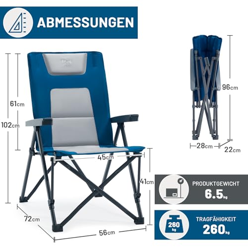TIMBER RIDGE Campingstuhl Faltbar 260 KG Belastbar 4 Positionen verstellbar – Ansicht 3