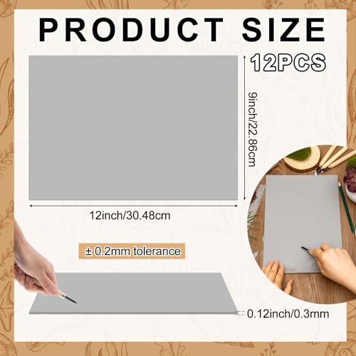 Yeaqee 12pcs Gray Linoleum Carving Block for Engraving Art Projects