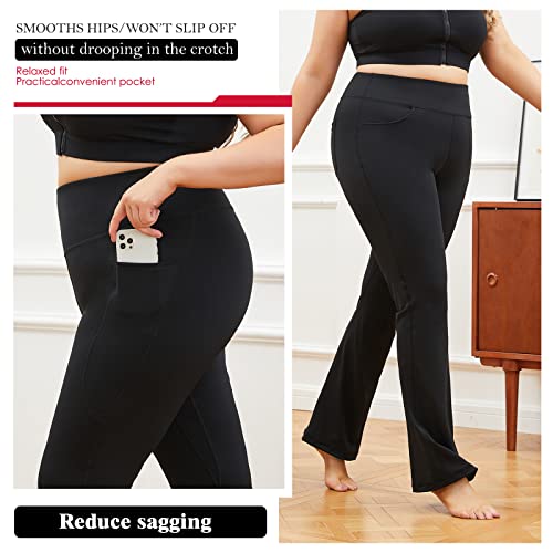 Image of YOHOYOHA Plus Size Dress Yoga Pants High Waisted Stretch Bootcut Flared Leg Pants for Workout Work