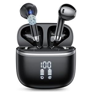 HOIFA Bluetooth Kopfhörer, Kopfhörer Kabellos Bluetooth 5.4 mit 4 ENC Noise Cancelling Mic, 40H Spielzeit mit LED, In Ear Kopfhörer HiFi Stereo, IPX7 wasserdichte Ohrhörer für Studium/Arbeit/Freizeit