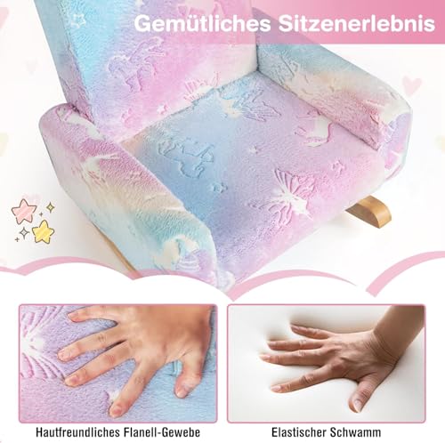FANTASK Schaukelstuhl für Kinder ab 3 Jahren, leuchtendes Kindersofa aus Flanellstoff mit Rückenlehne & Armlehnen