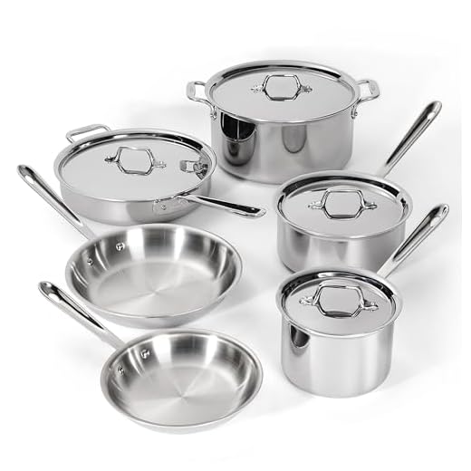 All-Clad D3 Stainless Cookware Set, Pots and Pans, Tri-Ply Stainless Steel, Professional Grade, 10-Piece