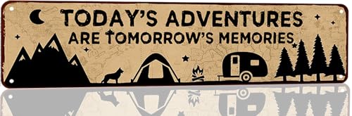Camping Decor Camper Signs Rv Accessories Vintage Metal Tin Sign Outside Camping Sign Rv Wall Decor Todays Adventure Are Tomorrows Memories Sign Campers Gifts Campsite Decorations 16x4 Inches