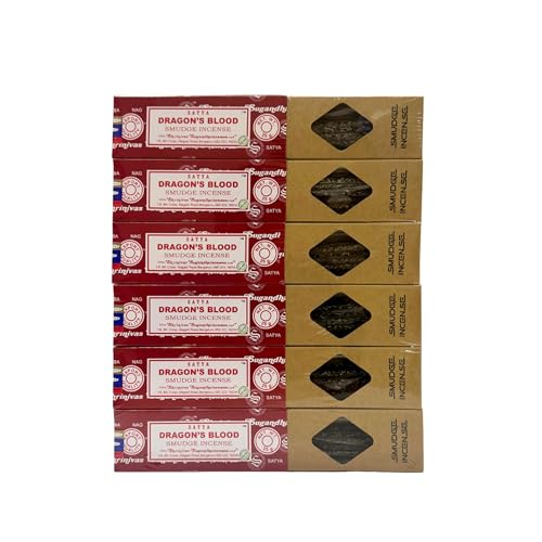 Image of Satya Smudge Incense Stick - Hand-Rolled Indian Masala Incense for Meditation, Yoga & Spiritual Cleansing Pack of 6 (Smudge Dragon Blood)