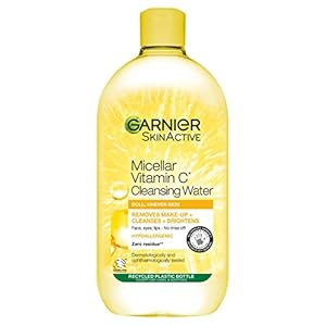Garnier Micellar Vitamin C Cleansing Water, Gentle face Cleanser & Makeup Remover, Hypoallergenic. Vegan Formula, Suitable For Dull And Uneven Skin, Brightening Formula, Dermatologically Tested, 700ml