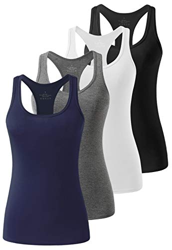 Femdouce Racerback Workout Tank top for Women Activewear Running top Yoga 4 Pack
