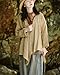 Women's Ramie Wrap Kimono Cardigan Long Sleeve V Neck Vintage Hanfu CostumeTraditional Asian Style Shirt Top (Beige)