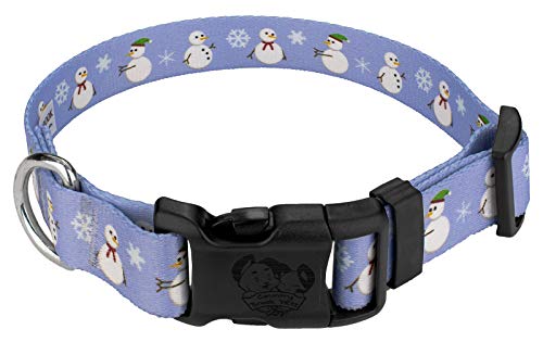 Country Brook Petz - Deluxe Snowman Dog Collar - Made in The U.S.A. - Christmas Collection Featuring Festive Designs (5/8 Inch, Small)