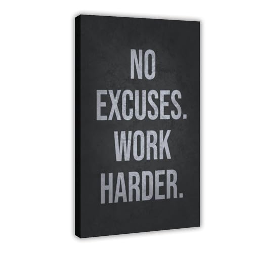 Poster Bodybuilding No Excuses Work Harder - Affiche Motivation Sport 30x45 cm