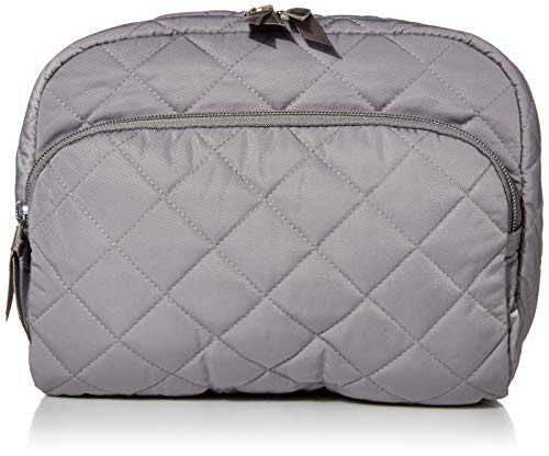 Vera Bradley Women's Organizer Vera Bradley Women s Performance Twill Lay Flat Cosmetic Makeup Bag Tranquil Gray One Size, Tranquil Gray, One Size US