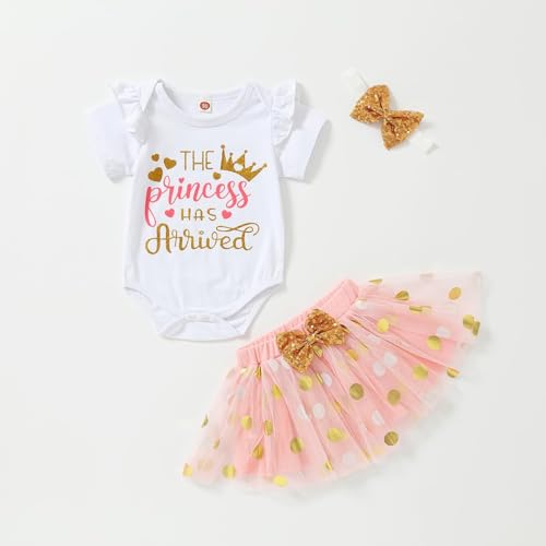 Newborn Baby Girl Outfits Infant Letter Print Romper+Tutu Skirt Coming Home Clothes Set4