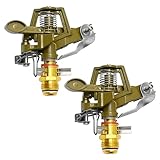 Aynaxcol 1/2 Inch Brass Impact Sprinkler with Nozzles Adjustable 0-360 Degree Coverage Pattern Heavy Duty Lawn Sprinkler Head for Yard Lawn Grass Patio Garden Irrigation (2Pcs)
