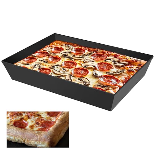 Lloyds Frigideira para pizza (antiaderente sem BPA), 14 x 10 x 2,5 polegadas, frigideira retangular anodizado duro, frigideira para pizza Lloyds, utensílios de cozinha para assar prensados (1)