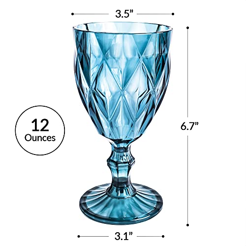 Acassa, Royal Blue Wine Glasses, Embassy Goblet, Wine Glasses Plastic Reusable, Cobalt Blue Glassware, Unbreakable Goblet, Water Goblets Set Of 4, Colored Wine Glasses With Stems, Vintage Goblets #TOP5