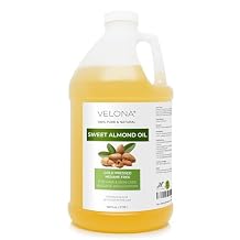 velona Sweet Almond Oil - 1 Gallon / 128 Fl Oz | 100% Pure and Natural Carrier Oil |Cold Pressed | Skin, Hair, Body & Face Moisturizing | Use Today - Enjoy Results...