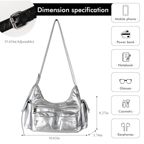 Gothic Purse Multi-Pockets Y2K Hobo Bag for Women Punk Shoulder Handbags3