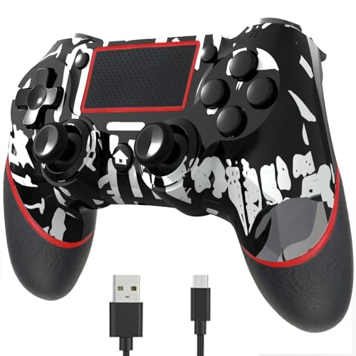 SZDILONG Wireless Controller for PS4 Gamepad Compatible with Playstation 4/Pro/Slim/PC,Double Shock/Bluetooth/Touchpad/Stereo Headphone Jack/Six-axis Motion Control/Charging Cable (SKULL)