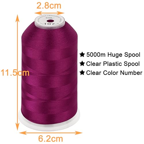 Image of New brothread - Single Huge Spool 5000M Each Polyester Embroidery Machine Thread 40WT for Commercial and Domestic Machines - Dark Fuchsia