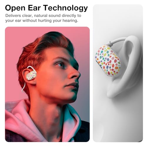 Image of Purity Air Open Ear Headphones - True Air Conduction Wireless Bluetooth Open Ear Earbuds with Dual Mic for iPhone /Android - Secured Long Wearing Comfort, Sports Sweat Resistant (Colorful Pebbles)